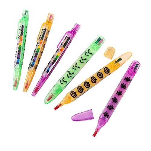 Fun Express Halloween Glitter Stacking Point Crayons, 12 Pieces