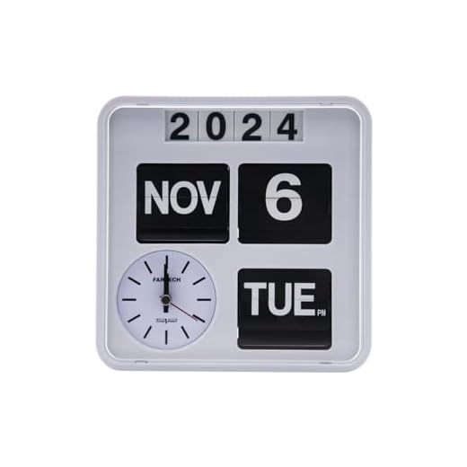 Retro Modern 7.08 Inches Calendar Day Date Flip Desk Wall Clock (White)(No Battery Included)