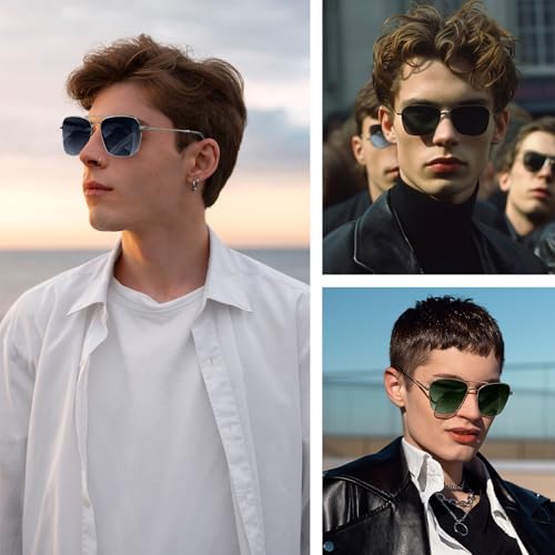 DUCO Reverse Lenses Square Sunglasses for Men Women,Retro Polarized Sun Glasses Classic Shades Double Bridge DC30462