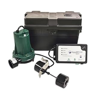 Zoeller 508-0005 1/3 HP 35 GPM 1-1/2-Inch Discharge Aquanot Spin 508 Automatic Self-Testing Battery Backup Sump Pump System with Vertical Float Switch