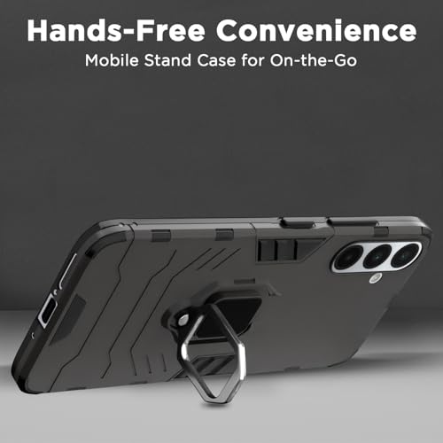Image of Pikkme D5 Tough Armor Bumper Case | 360 Protection Case | Ring Holder Stand Back Cover for Samsung Galaxy A56 5G (Black)