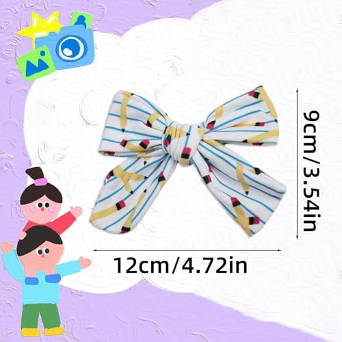 Lazo para cabello 2 unidades Pinzas escolares para niñas, accesorios para el cabello con diseño de lápiz, lazos para bebés para atuendos miniatura 3