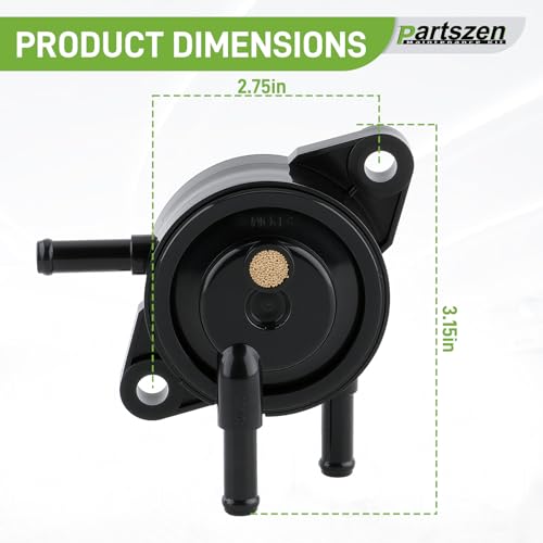partszen 49040-7001 Fuel Pump for Kawasaki FH381V FH430V FH451V FH500V FH531V FH541V FH580V FH601D FH601V FH641D FH641V FH661V Engine Lawn Mower with 49019-0027 Fuel Filter with Clamps - Thumbnail 4