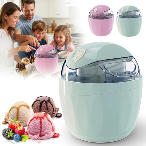 Small Home Mini Ice Cream Maker, Small Personal Electric Ice Cream Machine for Home, DIY Single Serving Gelato, Frozen Yogurt & Sorbet Maker with Pre-Frozen Bowl, Compact & One-Touch Design (1PCS-2)