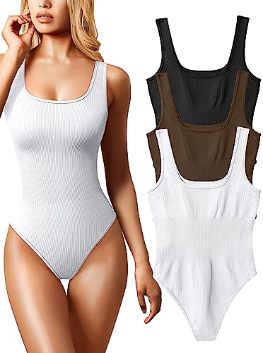 Body sexy coupe ajustée OQQ lot de 3 avec col carré et maille