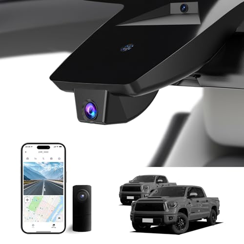 4K & Rear 1080P Dash Cam for Toyota Tundra 2017-2021 & Sequoia 2017-2022 Limited SR5 TRD Pro,High Definition 2160P Video WiFi,G-Sensor,Loop Recording,128GB Card