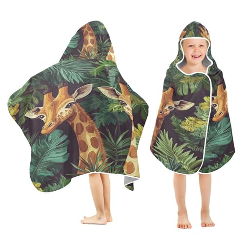 Kigai Giraffe Hooded Beach Towel for Kids Soft Absorbent Quick Dry Bath Towel with Hood Lightweight Toddler Shower Pool Bath Wrap for Boys Girls
