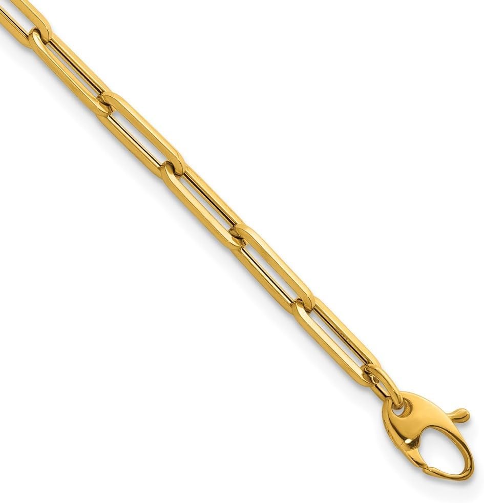Diamond2Deal 18K Yellow Gold Polished 4mm Semi-solid Paperclip Link Bracelet 7.5"