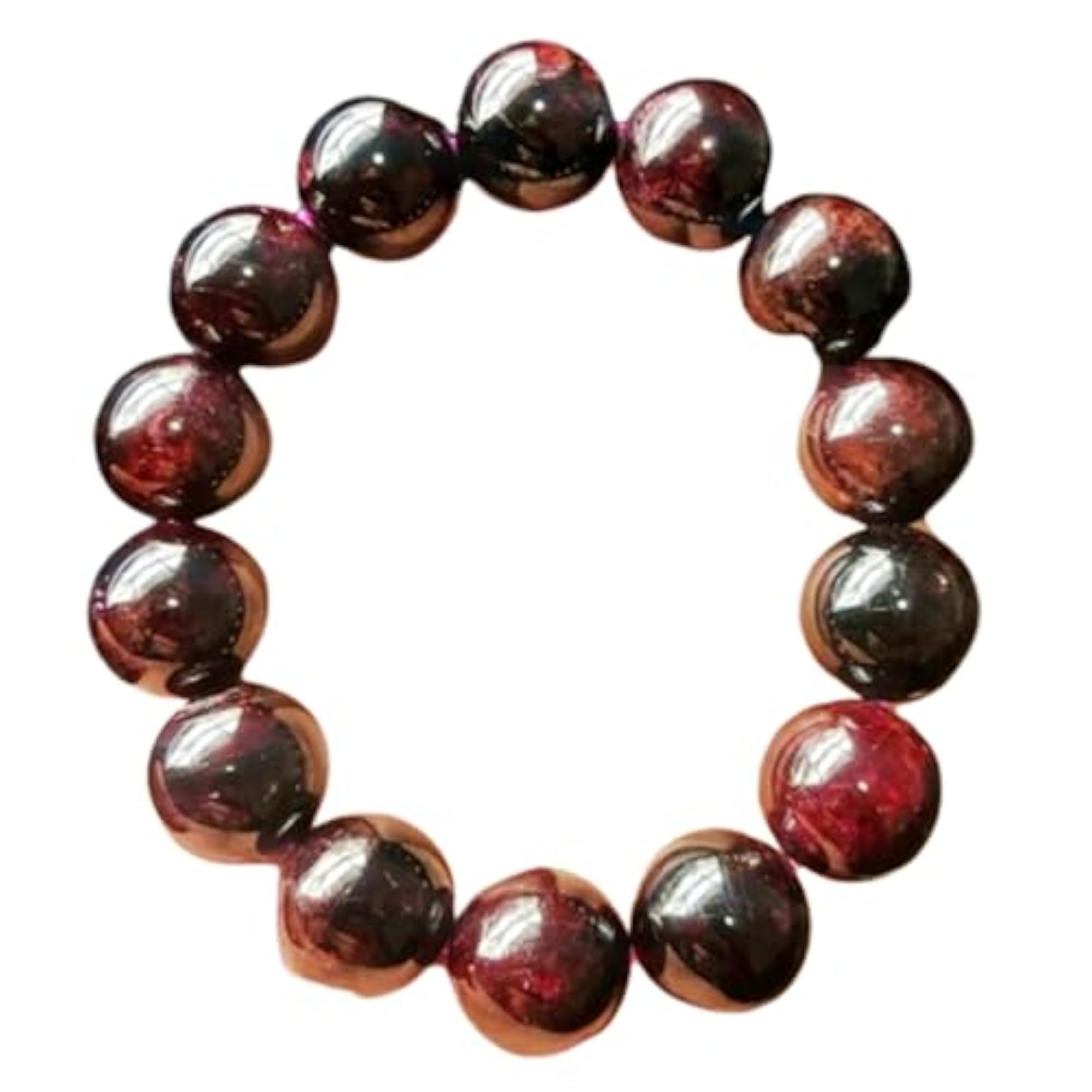 Unisex Natural Garnet Smooth Cut Beads Stretchable Bracelet