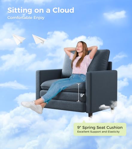 Image of Welzona 3-Layers Cloud Accent Chair, 33 inch Reading Chair, Teddy Arm Chairs