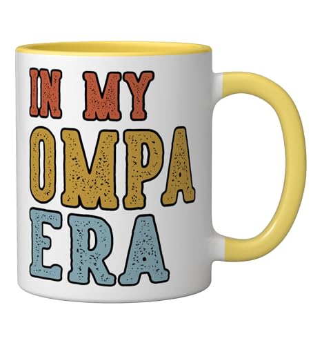 In My OMPA Era Retro Funny Fathers Day Vintage Ceramic Mug, Yellow/White