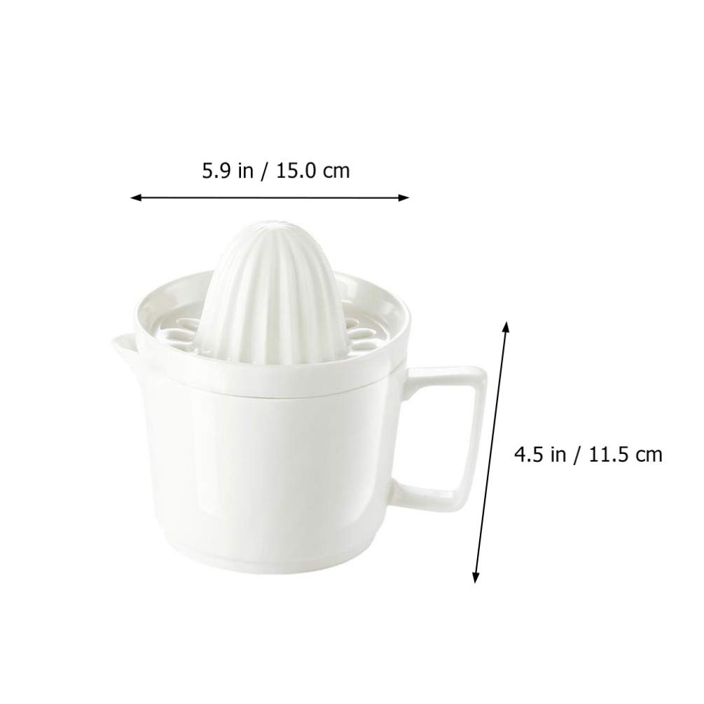 DOITOOL Manual Citrus Squeezer Fruit Squeezer Cup Ceramic Lemon Orange Hand Squeezer Fruit Juicer with Handle for Household Kitchen Lemon Squeezer Office Juice Squeezer (White)