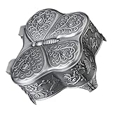 Milisten Caja Organizadora Joyero Vintage Aleación de Zinc, Diseño Europeo Forma de Ala, Interior Suave para Anillos y Pendientes, Caja Decorativa para Escritorio y Almacenamiento