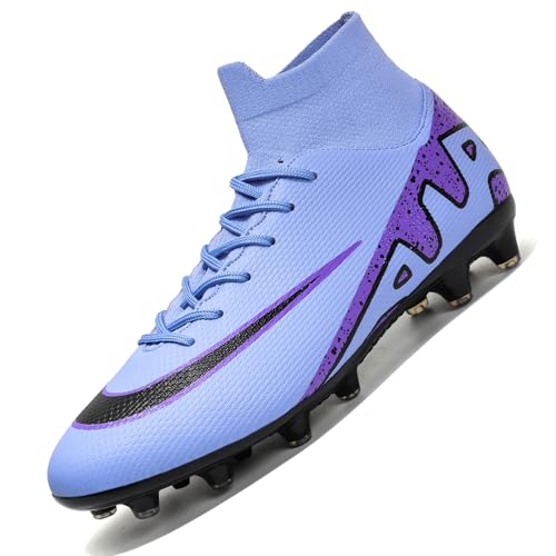 Unitysow Zapatos de Fútbol Hombres Aire Libre Spike Zapatillas de Deporte Atletismo Profesionales Training Botas de Fútbol,T251 Morado,43 EU