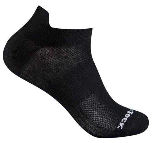 Wrightsock - 1 Paar Herren/Damen Profi Sportsocke, Laufsocke, Sneakers Modell Coolmesh II in schwarz, Anti-Blasen-System, doppel-lagig, Low Tab kurz, Gr. M