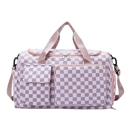 Duffle Bag for Travel - Large Capacity Duffel Pack,Waterproof Plaid Travel Bag with Shoe Compartment for Camping Swimming Beach Swim Pool Sports Gym