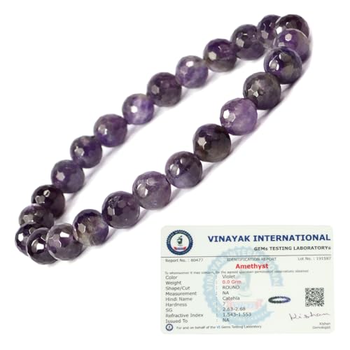 Image of Reiki Crystal Products Certified Natural Crystal Stone 8 mm Diamond Cut /Faceted Beads Bracelet for Men & Women | Reiki Charged Gemstone Bracelet | Multiple Crystal Variants Available