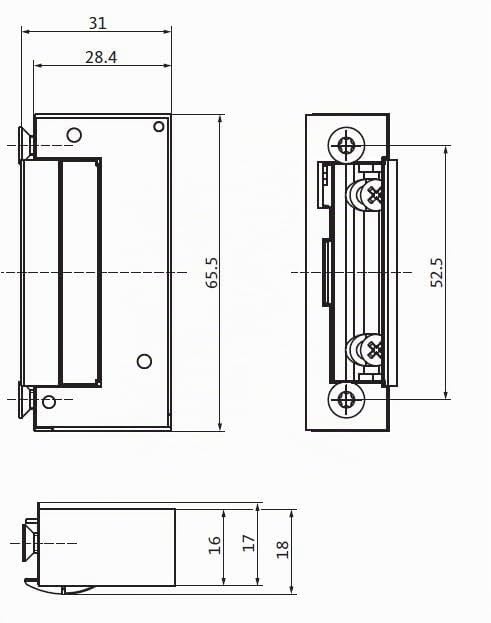 GU BKS Elektro-Türöffner Nr.5 (oder auch ET8), Radiusfalle, mit Tagesentriegelung 9-24 V AC/DC, 100% ED, 6-35804-02-0 incl. SN-TEC Befestigungsschrauben