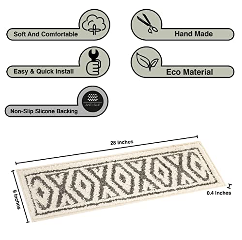 The Sofia Rugs Stair Treads for Wooden Steps Indoor 10 Pcs Set 28x9 Modern Carpet Stair Treads for Wooden Steps, Non Slip Rug Covers for Staircase, Washable Stair Runner for Wooden Steps - Gray