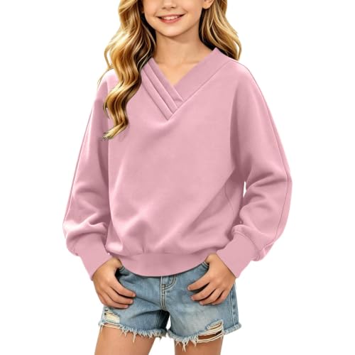 Girls Hoodie V Neck Sweatshirt Long Sleeve Pullover Top with Pocket - image 1