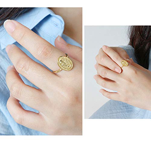 Oidims Virgin Mary 18K Gold Finish 925 Sterling Silver Statement Band Rings For Women Girls Stackable Plate Knuckle Dainty Best Friend Mid Finger Faith Lady Of Guadalupe Religious Gifts Jewelry #6.5 #TOP5