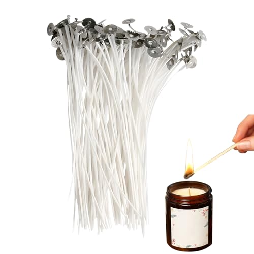 Wicks Wick Woven - 100pcs Cotton Wick Set, Tabs de Maintien en métal sans fumée | Fournitures de Fabrication de Bougies Bricolage, Outils de Conception de Cire à brûlure Propre, Artisanat,