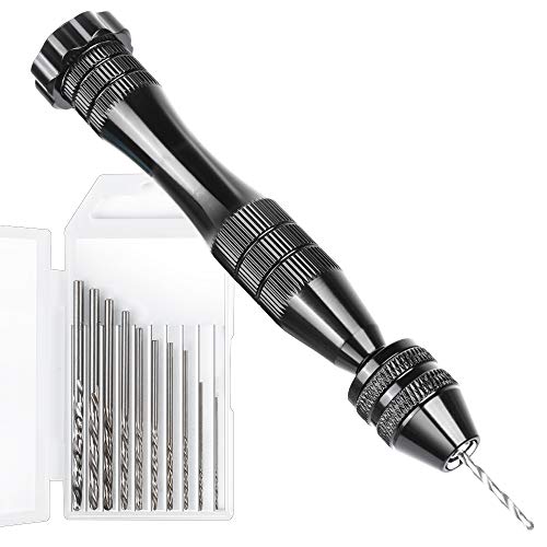 Hand Drill for Resin Molds, LEOBRO 12 cm Black Pin Vise with 10