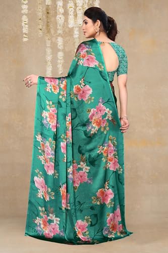 Image of MIRCHI FASHION Women Saree Chiffon Flower Print | Breathable Lightweight Sari for Office and Daily Use with Unstitched Blouse Piece (Available in 30 Styles)