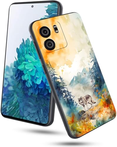 GFRGTFHYT Schutzhülle für BLU View 5 B160V 16,7 cm (6,6 Zoll), schlanke, weiche TPU-Silikon-Hülle mit Aquarell-Wolf-Design, kratzfest, stoßfest, Schutzhülle für BLU View 5 2024