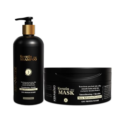 Image of Keratin After Care Shampoo & Mask Combo 250ml | Sulfate-Free Salon Grade System with Almond Oil, Jojoba & Shea Butter | Smoothening, Repair & Shine for Treated Hair