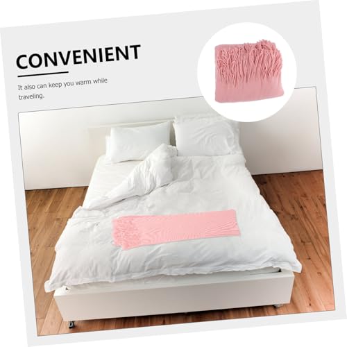 Couverture rose franges STOBAZA contre la fraîcheur clim - 4