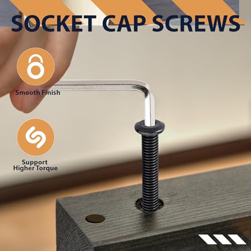 Image of 3 /16-24 x 3 /8 inch (30 Pack) Flat Head Hex Socket Cap Screws Bolts, Black Oxide 304 Stainless Steel 18-8, Hex Drive, Fully Machine Thread Furniture Bolts, with Hex Spanner