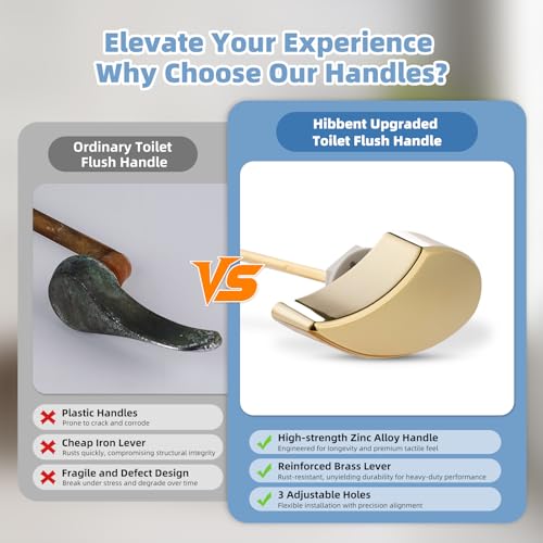 Image of Hibbent Toilet Handle Tank Flush Lever Replacement Compatible with TOTOTHU004-CP Trip Lvr for ST701, CST854, CST884, Side Mount Toilet Tank Flush Lever, Gold