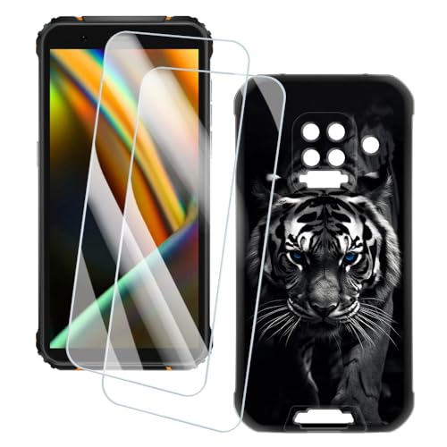 OAGELIM 2�Z�b�g �X�N���[���v���e�N�^�[ + �P�[�X Blackview BV5100 Pro (5.7 �C���`) �Ƃ̌݊������� �A�[�e�B�X�e�B�b�N�J�X�^���v�����g�J�o�[�Ƌ����K���X�t�B���� �X�N���b�`�h�~ (��)