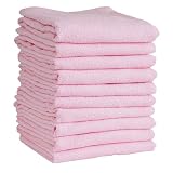 [ねむりの部屋] 業務用バスタオル 10枚組 ロゴ入りオリジナル 正規品 60×120cm 600匁 速乾 吸水 徳用 綿100％ ブランドオリジナル 家庭用 NYT-10-BT (ピンク)