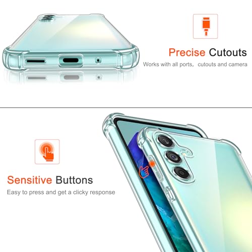 Image of Lustree Back Cover Transparent Case Compatible with Samsung Galaxy M55 5G | Clear + TPU Case with 4 Corner Air Cushion Protection & Camera Protection | Slim& Stylus Cover