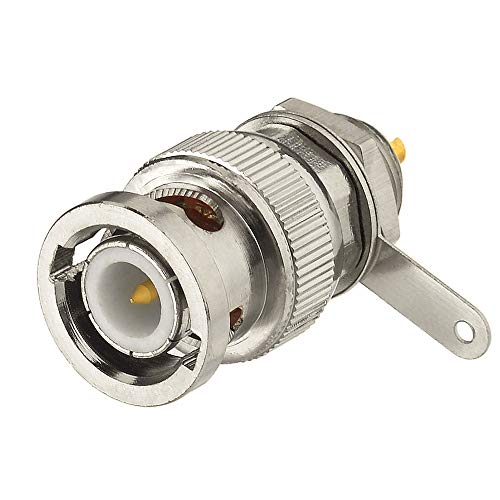 Superbat BNC Male Connector 50ohm Panel Mount Nut Bulkhead Handle Deck Clip Solder Cup Coax Connector for Antenna, Cable Modem, Base Station, Spectrum/Network Analyzer, Test Board 5Pcs