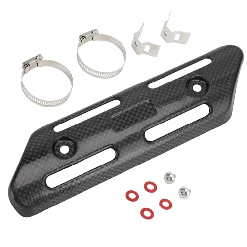 JFG RACING Protector Tubo Escape Moto,Protector Termico Escape Fibra Carbono,Escudo Termico Escape Moto Universal para Motocross Scooter Quad ATV Dirt Bike Pit Bike Moto de Calle