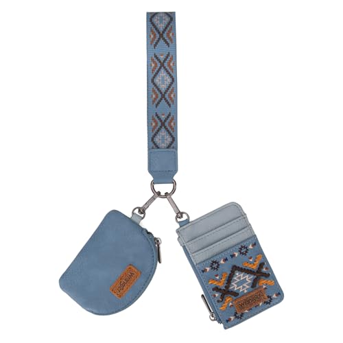 Image of Wrangler Western Keychain Wristlet Wallets for Women Retro Dual Pouch Wristlet Credit Card Holder Wallet with Zipper Pocket WG2214-W0051JN