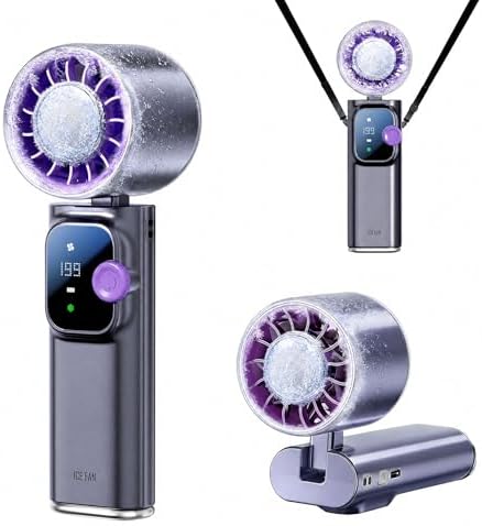 Portable Handheld Fan with Ice Cooling, Rechargeable Turbo Fan 20...