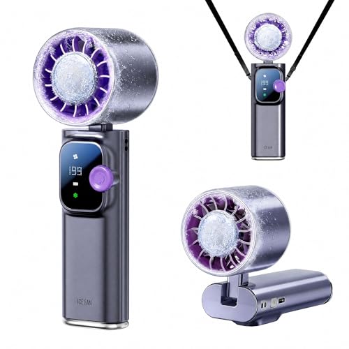 Handheld Fan Ice Cooling, Portable Turbo Fan with Ice Cooler,
