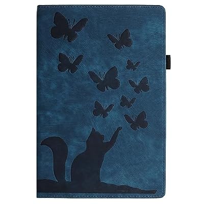 for Samsung Galaxy Tab S6 Lite 10.4 Inch 2022/2020 Model (SM-P610/P613/P615/P619) Embossed Folding Stand Protective Cover Flip Case Shockproof PU Leather Card Slot Tablet Shell(Dark Blue)
