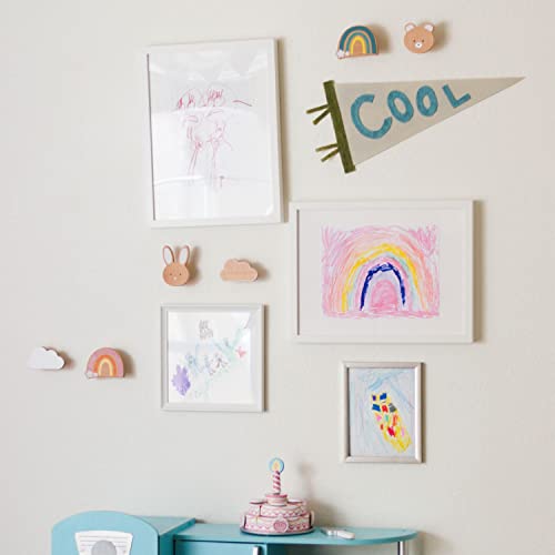 Wonderbee Decorative Wall Hook | Ideal Decor For Child's Bedroom, Nursery Or Bathroom | Girls & Boys | Genuine Wood | Easy To Install Sturdy Metal Screw | Hanging Coats,Backpacks (Dusty Pink Rainbow) #TOP3