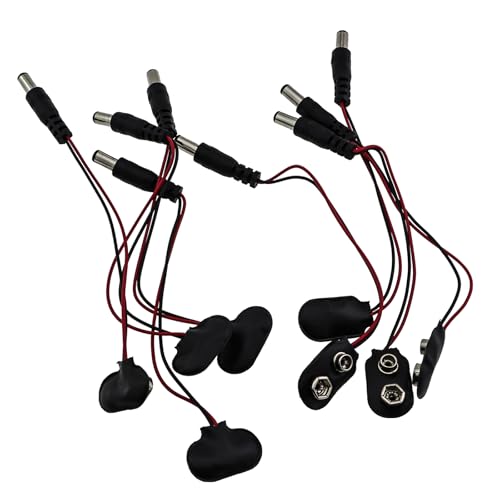 KKUANG 8PCS 9V Battery Clip with DC Head Battery Power Wallet Connector Plug 5.5x2.1mm Battery Clip I Type T Type 4pcs Each for Breadboard Design Adapter Replacement Maintenance