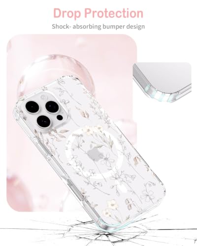 Coque iPhone 16 Pro Max florale compatible Magsafe Feams antichoc mince - 3
