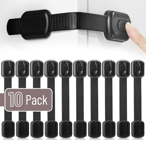 Image of Bates- Child Safety Strap Locks, 10 Pack, Black, Baby Cabinet Locks, Toilet Locks Baby Proof, Child Proof Drawer Locks, Cabinet Baby Locks for Cabinets, Child Proof Cabinet Locks, Drawer Child Locks