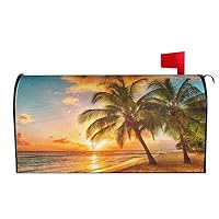 Abucaky Beach Sunset Mailbox Cover - Magnetic Waterproof Wraps For Outdoor Decor, 21x18 Inches