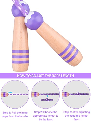 Lorvain Jump Rope For Kids, Adjustable Kids Jump Ropes For Girls Boys Toddler Fitness, Cotton Skipping Rope With Wooden Handle For Outdoor Fun Activities Exercise - 2 Pack #TOP3