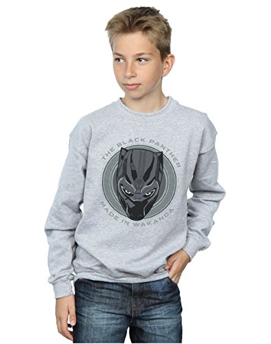 Image of Marvel Boys Black Panther Made in Wakanda Sweatshirt Sport Grey 7-8 Years