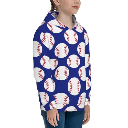 Baseball Pattern Kids Pullover Hoodies Boys Sweatshirts Girls Athletic Clothes with Pocket3